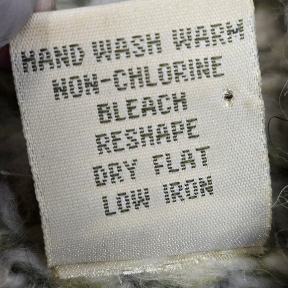 Kenji Hooded Cardigan Sweater Cropped Green White Bohemian Wool Alpaca Small XS - Picture 10 of 10